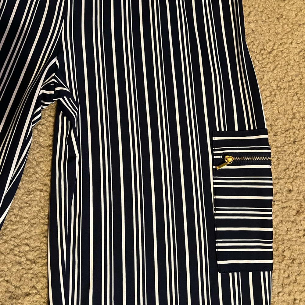 Robert Louis Striped Cargo Pants in Navy and White - Picture 3 of 8